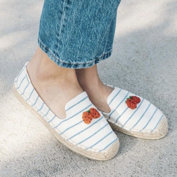 Soludos Strawberry Stripes Platform Espadrille - Sky Stripe Size 10 - Picture 1 of 6